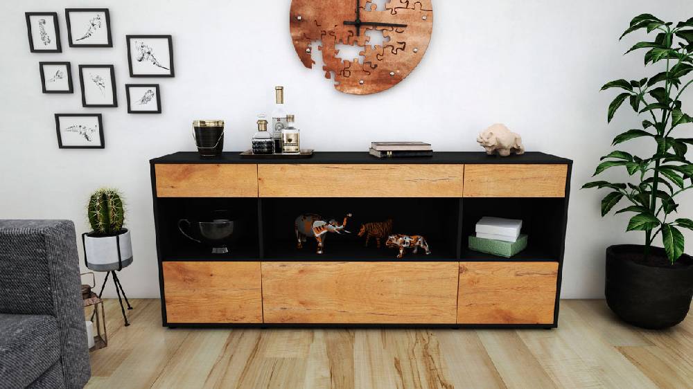Stil Zeit Möbel Sideboard Fabiana, Eiche (180x79x35cm) Neueste Mode
