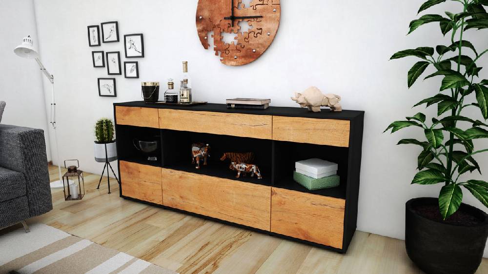 Stil Zeit Möbel Sideboard Fabiana, Eiche (180x79x35cm) Neueste Mode