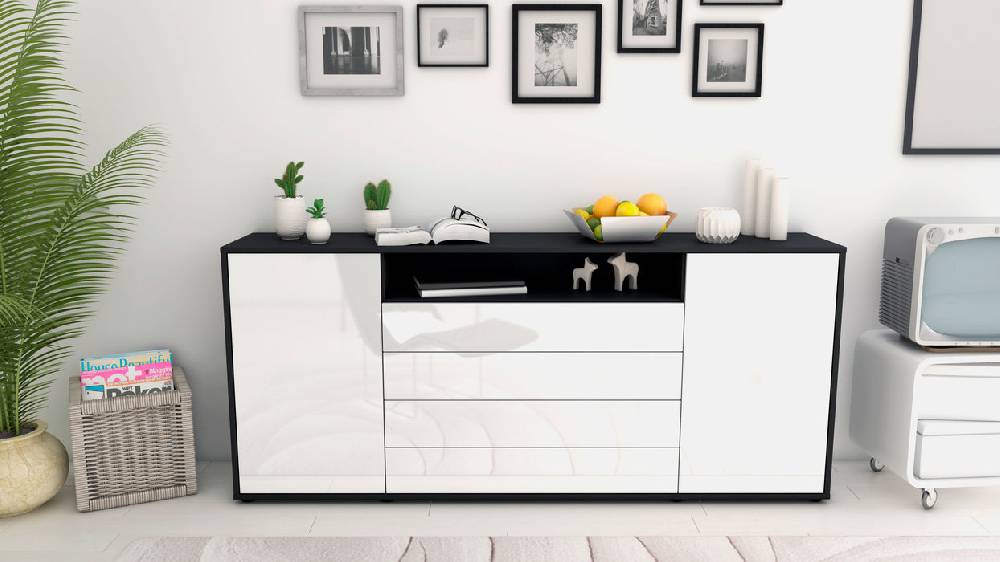 Stil Zeit Möbel Sideboard Enzo, Weiß (180x79x35cm) Zeitlich begrenztes Angebot
