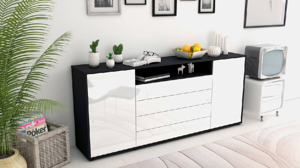 Stil Zeit Möbel Sideboard Enzo, Weiß (180x79x35cm) Zeitlich begrenztes Angebot