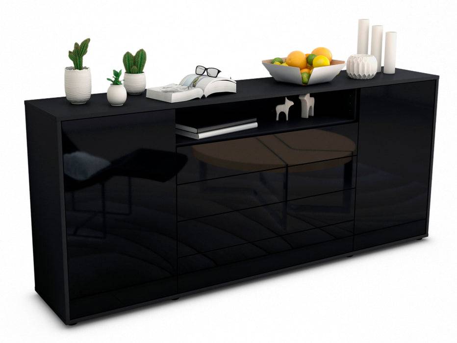 Stil Zeit Möbel Sideboard Enzo, Schwarz (180x79x35cm)