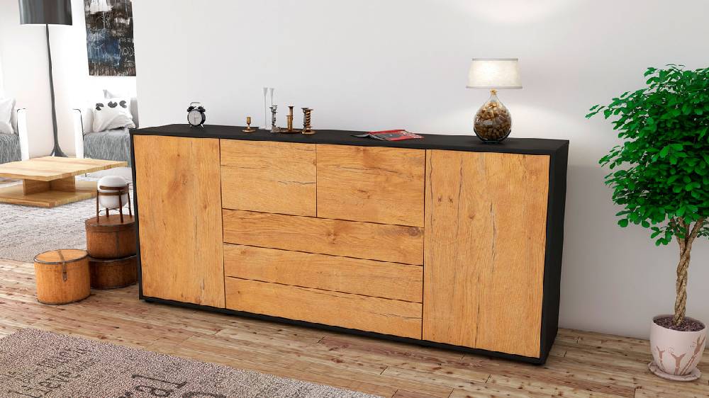 Stil Zeit Möbel Sideboard Eliana, Eiche (180x79x35cm) Große Rabatte
