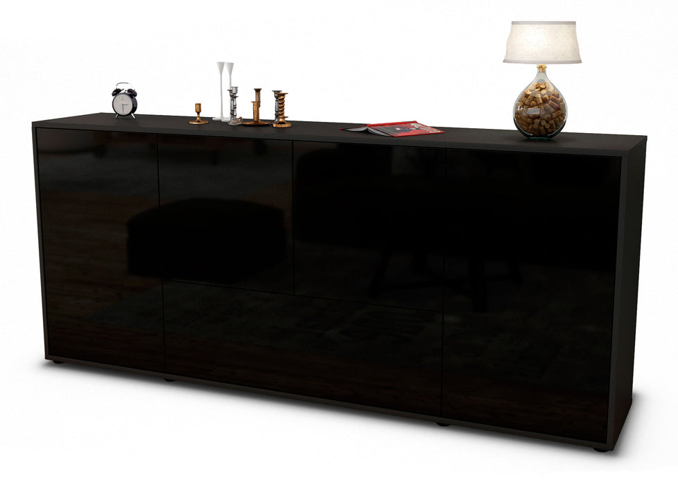 Stil Zeit Möbel Sideboard Eli, Schwarz (180x79x35cm)