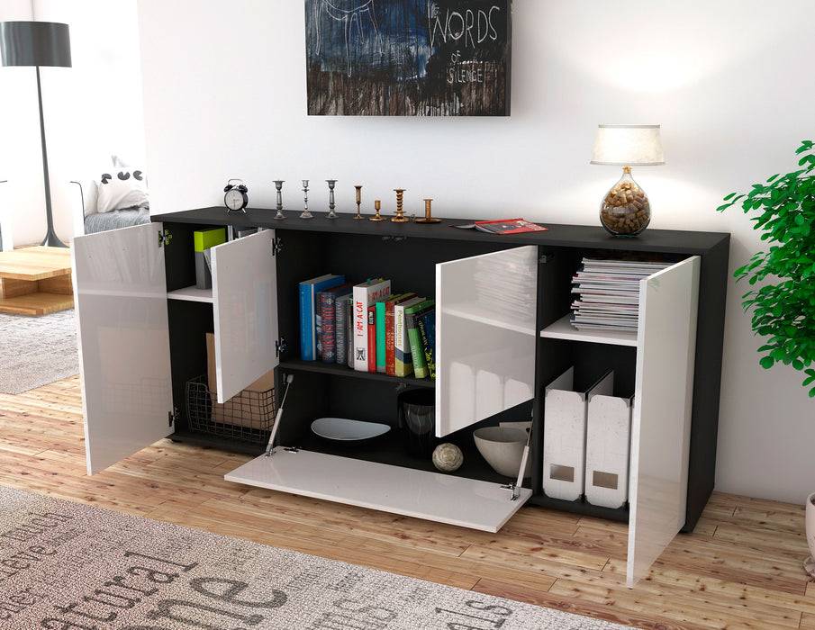 Stil Zeit Möbel Sideboard Eli, Schwarz (180x79x35cm) Neuheiten