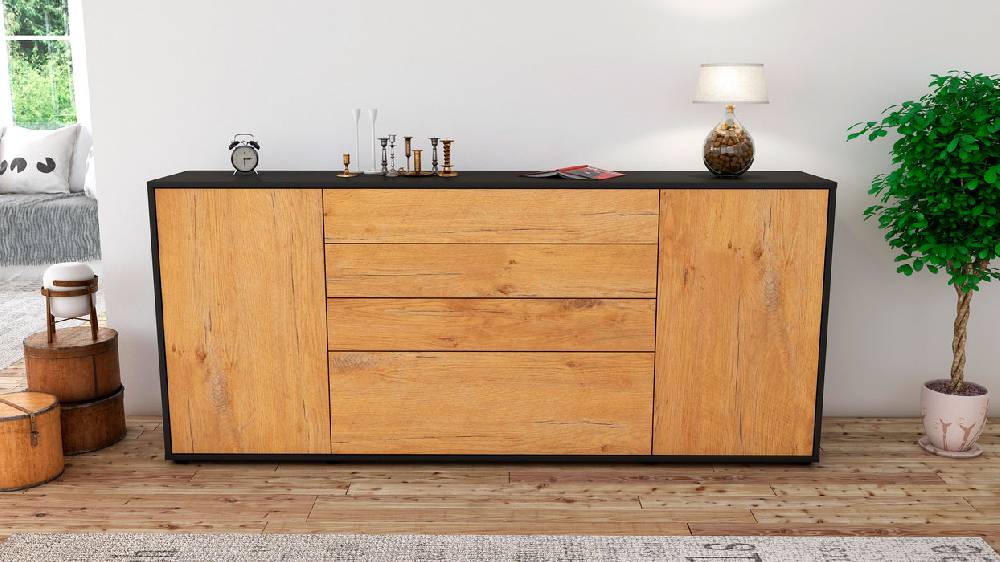 Stil Zeit Möbel Sideboard Eleni, Eiche (180x79x35cm) Saisonale Angebote