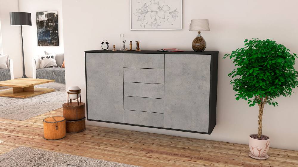 Stil Zeit Möbel Sideboard Pembroke Pines, Beton, hängend (136x79x35cm) Tägliche Deals