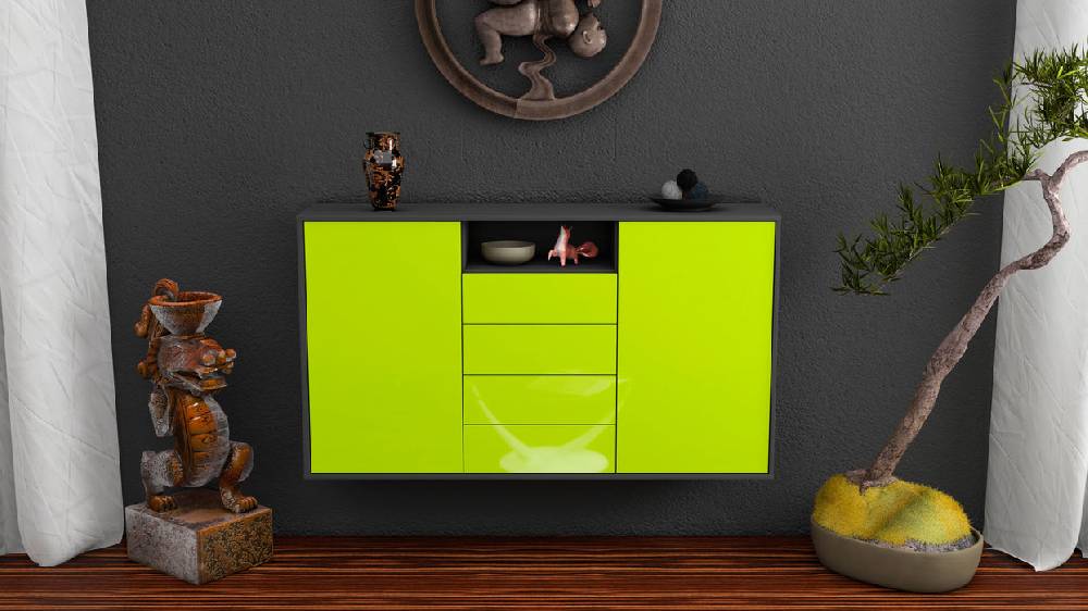 Stil Zeit Möbel Sideboard Eugene, Grün, hängend (136x79x35cm) Sonderangebote