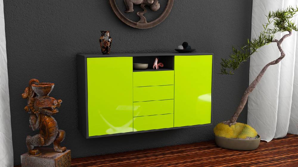 Stil Zeit Möbel Sideboard Eugene, Grün, hängend (136x79x35cm) Sonderangebote