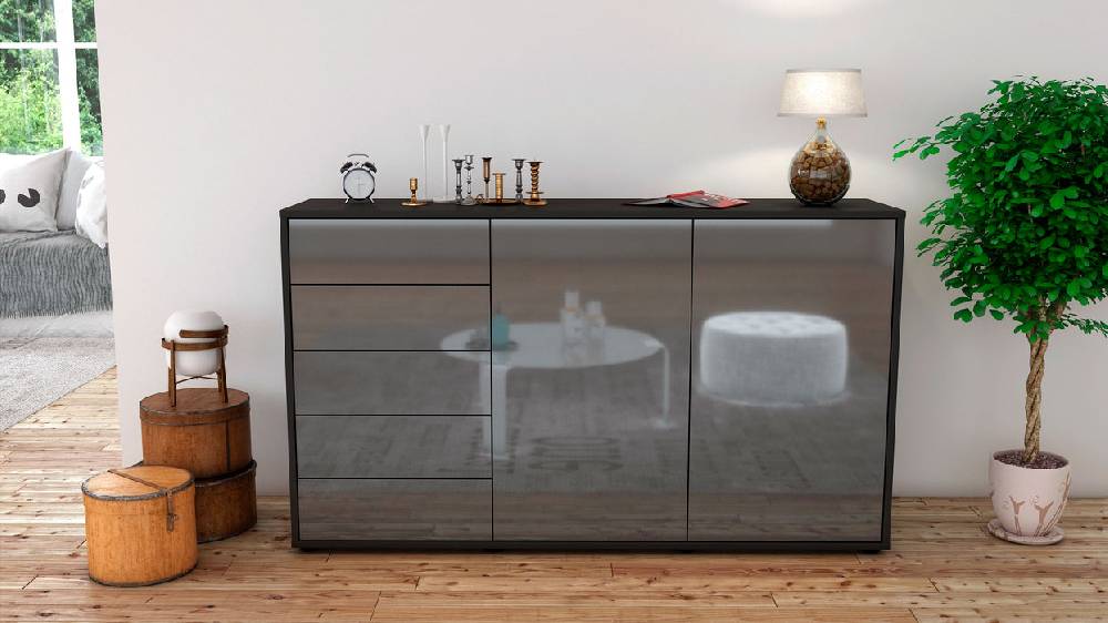Stil Zeit Möbel Sideboard Dorentina, Grau (136x79x35cm) Riesige Ersparnisse