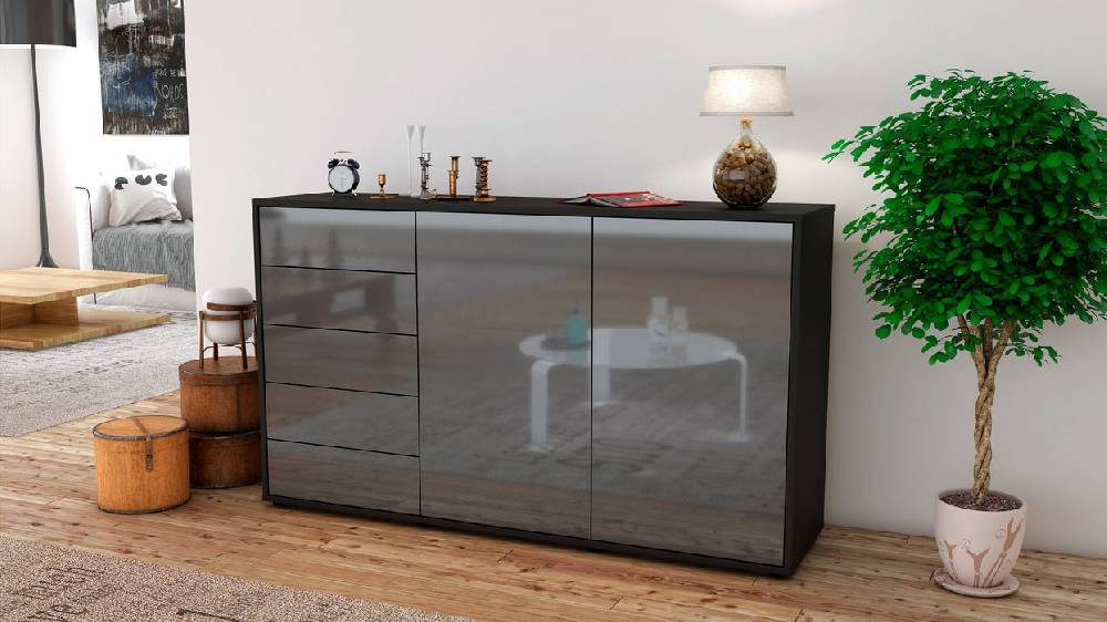 Stil Zeit Möbel Sideboard Dorentina, Grau (136x79x35cm) Riesige Ersparnisse