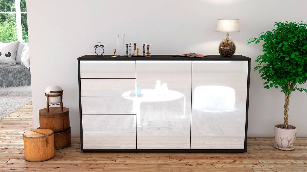 Stil Zeit Möbel Sideboard Dorentina, Weiß (136x79x35cm) VIP-Rabatte