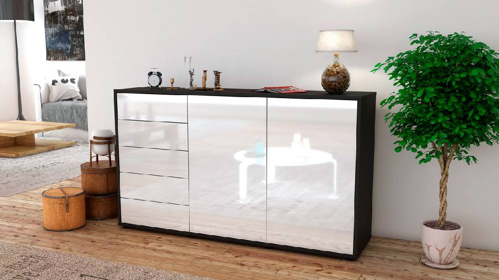 Stil Zeit Möbel Sideboard Dorentina, Weiß (136x79x35cm) VIP-Rabatte
