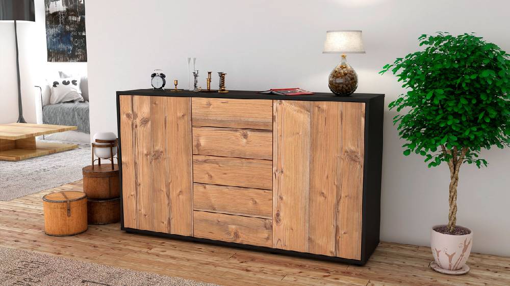 Stil Zeit Möbel Sideboard Dorelly, Pinie (136x79x35cm) Tiefpreis