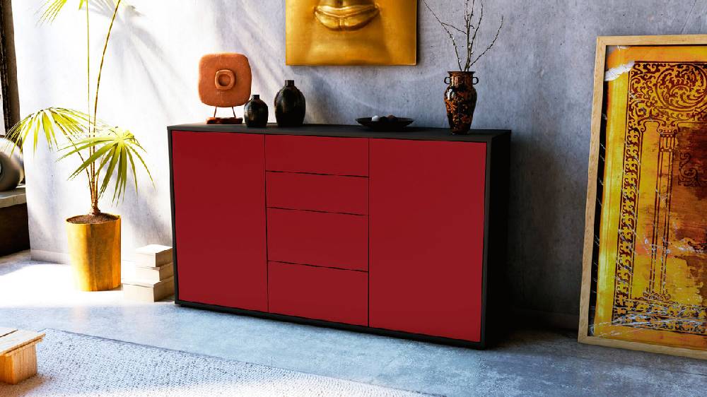 Stil Zeit Möbel Sideboard Donna, Bordeaux (136x79x35cm) Wochenangebot
