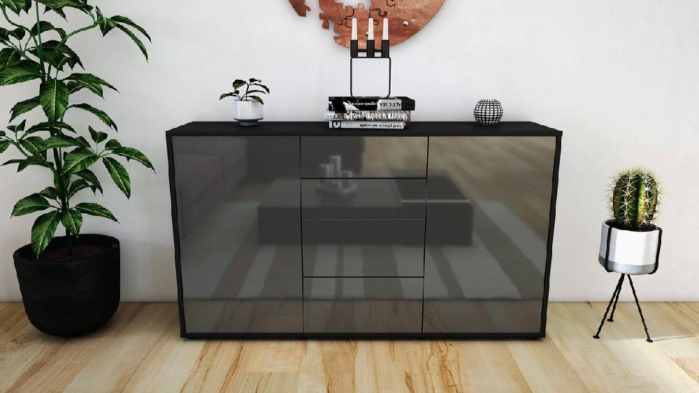 Stil Zeit Möbel Sideboard Donna, Grau (136x79x35cm) Kostenlose Rückgabe