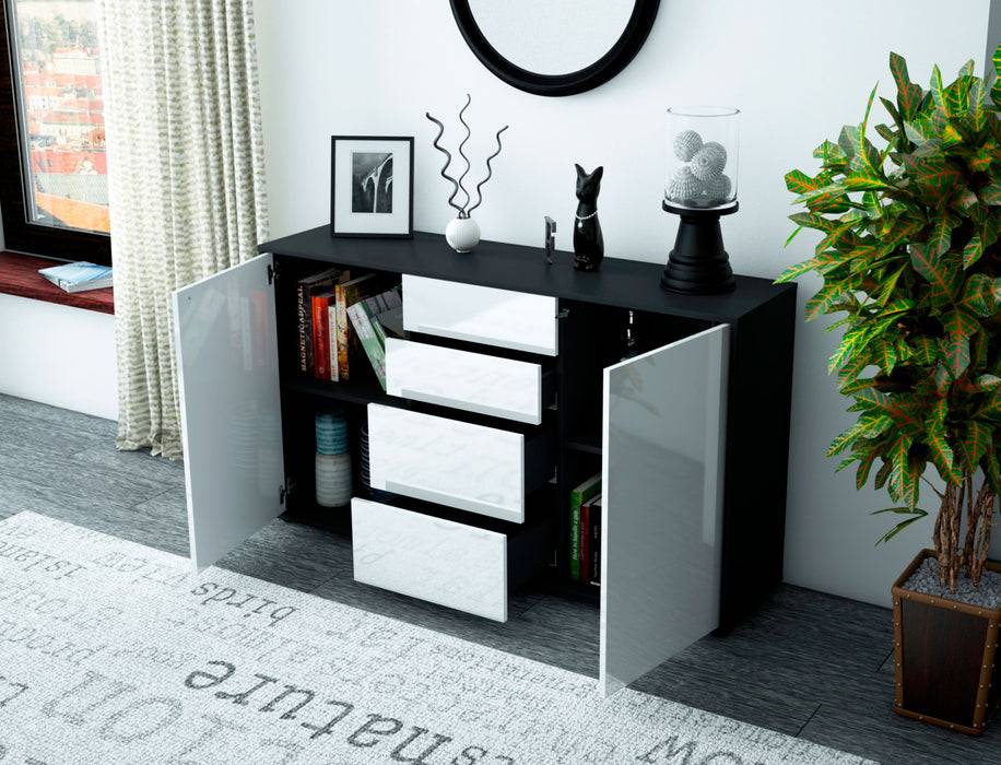 Stil Zeit Möbel Sideboard Donna, Grau (136x79x35cm) Kostenlose Rückgabe
