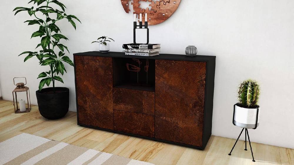 Stil Zeit Möbel Sideboard Donika, Rost (136x79x35cm) Begrenzte Freigabe