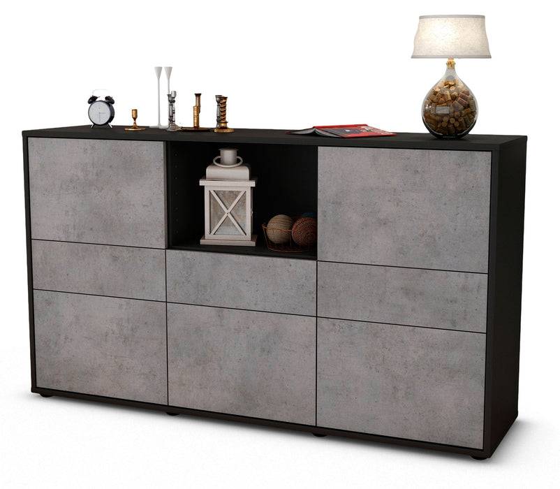 Stil Zeit Möbel Sideboard Dominika, Beton (136x79x35cm)