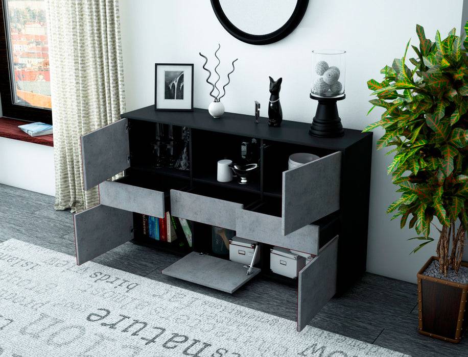 Stil Zeit Möbel Sideboard Dominika, Beton (136x79x35cm) Letzte 3 Tage