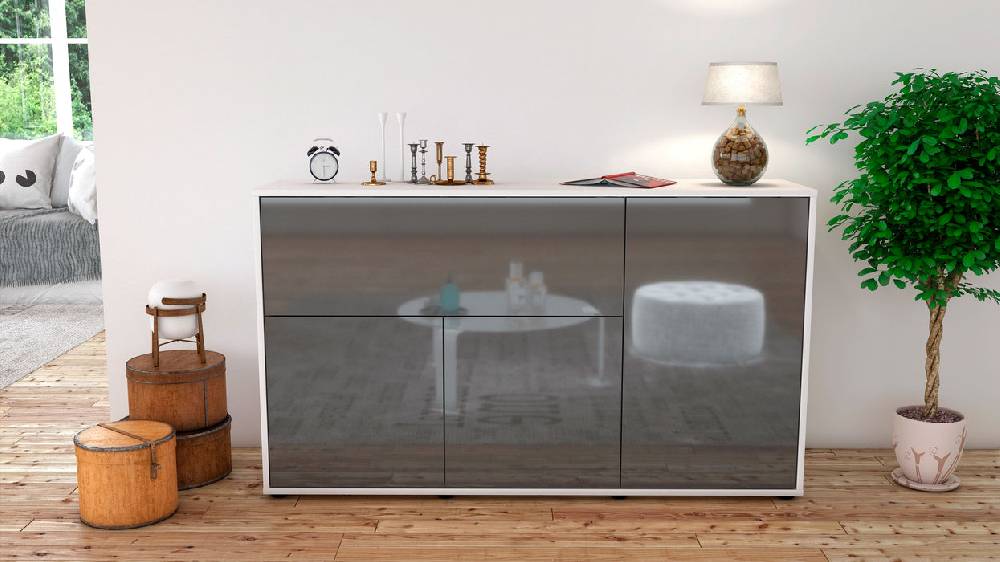 Stil Zeit Möbel Sideboard Edera, Grau (136x79x35cm) Neueste Stile