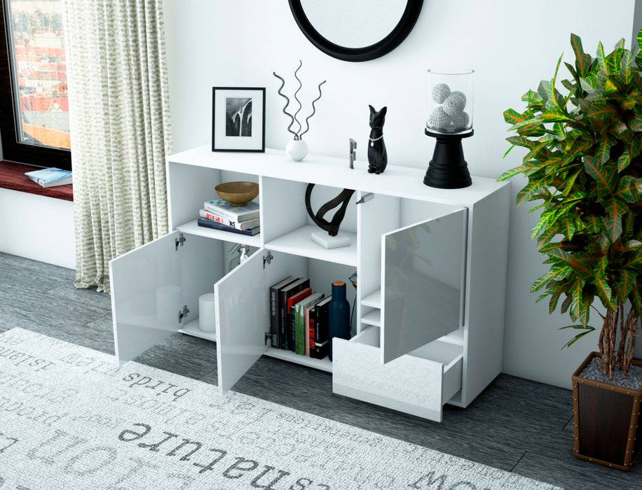 Stil Zeit Möbel Sideboard Eda, Weiß (136x79x35cm) Letzte 2 Tage