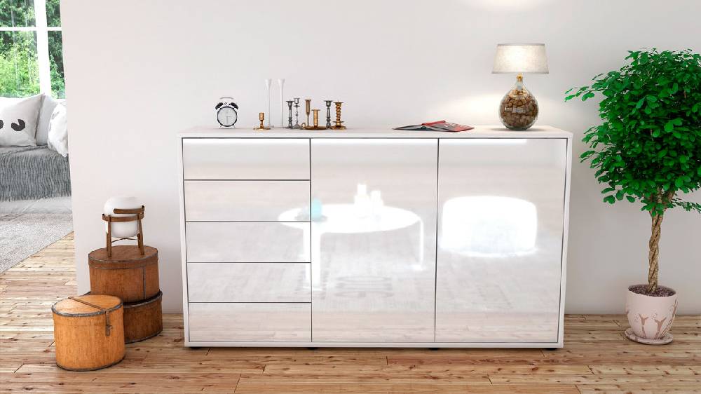 Stil Zeit Möbel Sideboard Dorentina, Weiß (136x79x35cm) Letzter Tag