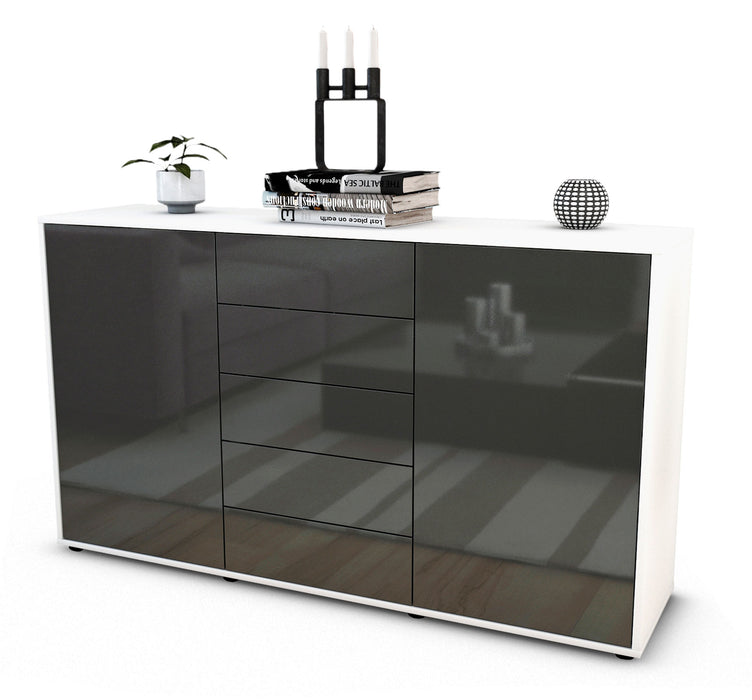 Stil Zeit Möbel Sideboard Dorelly, Grau (136x79x35cm)
