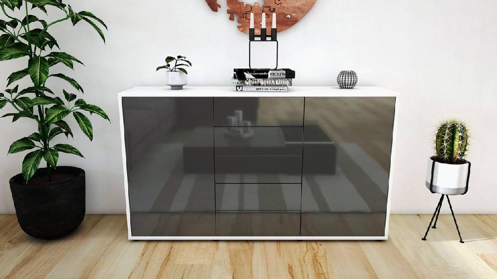 Stil Zeit Möbel Sideboard Dorelly, Grau (136x79x35cm) Zeitbegrenzte Promotion