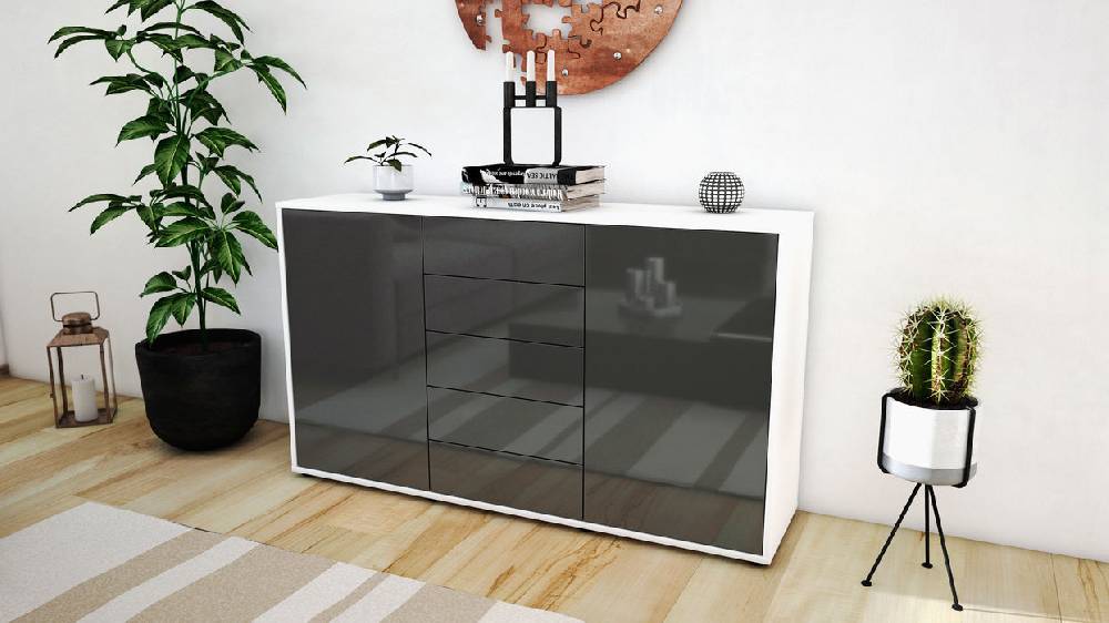 Stil Zeit Möbel Sideboard Dorelly, Grau (136x79x35cm) Zeitbegrenzte Promotion