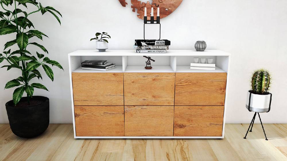 Stil Zeit Möbel Sideboard Dilara, Eiche (136x79x35cm) Bis zu 50% Rabatt