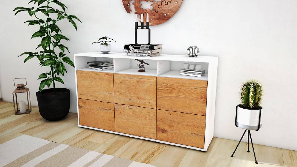 Stil Zeit Möbel Sideboard Dilara, Eiche (136x79x35cm) Bis zu 50% Rabatt