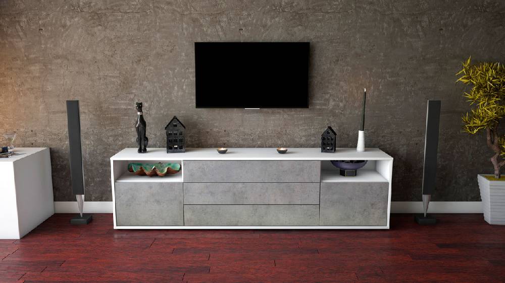 Stil Zeit Möbel Lowboard Bettina, Beton (180x49x35cm) Bis zu 65% Rabatt