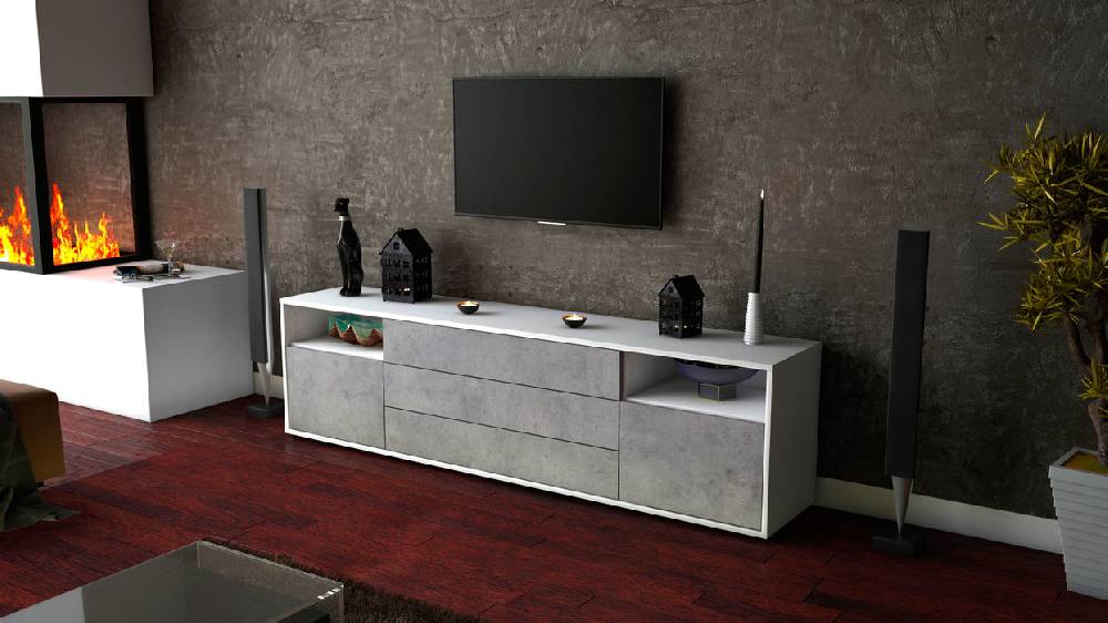 Stil Zeit Möbel Lowboard Bettina, Beton (180x49x35cm) Bis zu 65% Rabatt