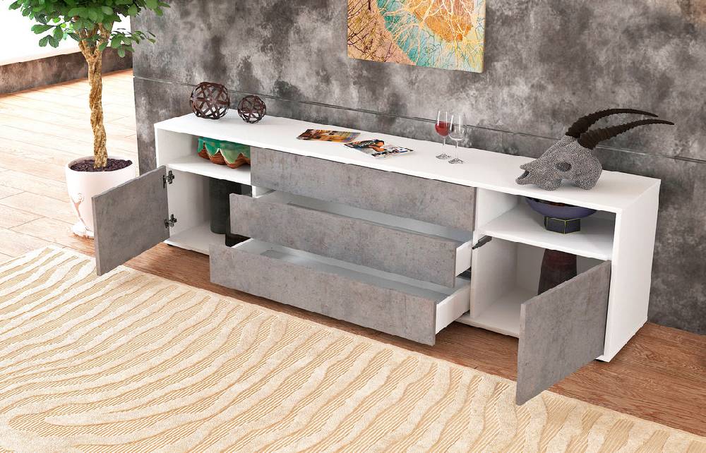 Stil Zeit Möbel Lowboard Bettina, Beton (180x49x35cm) Bis zu 65% Rabatt