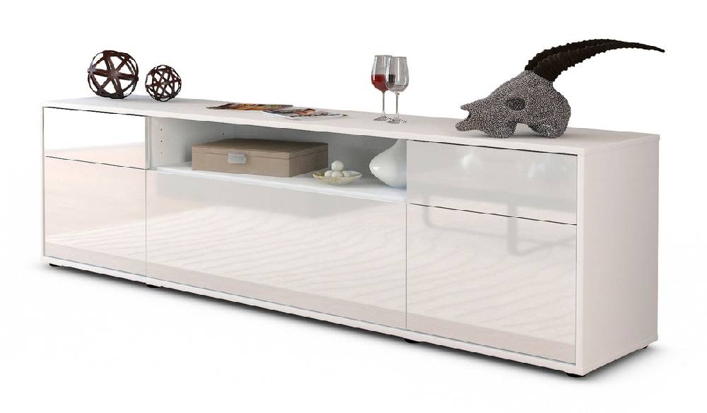 Stil Zeit Möbel Lowboard Bernadetta, Weiß (180x49x35cm)