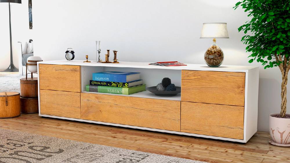 Stil Zeit Möbel Lowboard Atlanta, Eiche (180x49x35cm) Discount Store für neue Produkte