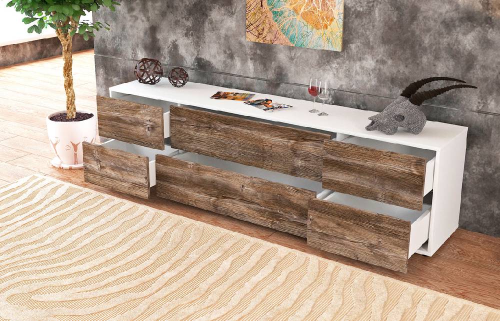 Stil Zeit Möbel Lowboard Assunta, Eiche (180x49x35cm) Nur noch ein Tag übrig