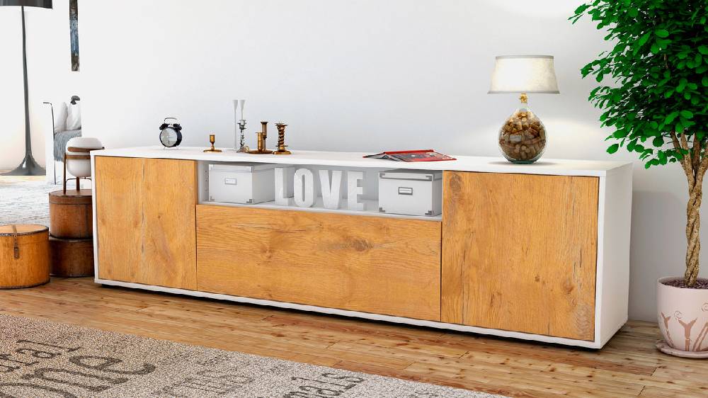 Stil Zeit Möbel Lowboard Ariana, Eiche (180x49x35cm) 50% Rabatt mit kostenlosem Versand