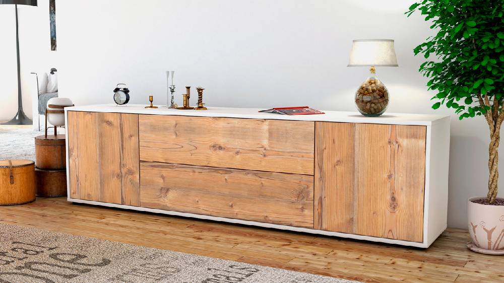 Stil Zeit Möbel Lowboard Aquilina, Pinie (180x49x35cm) Clearance-Verkauf