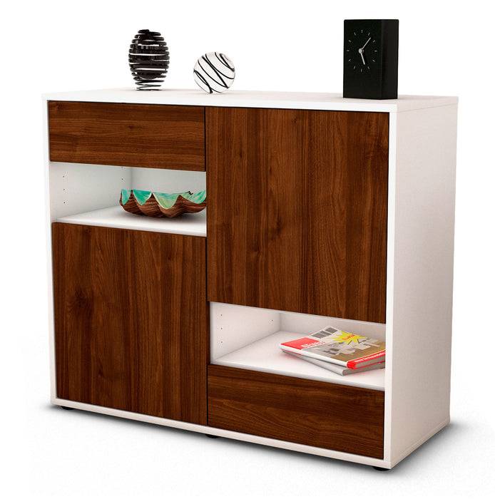 Stil Zeit Möbel Sideboard Carmelina, Walnuss (92x79x35cm)