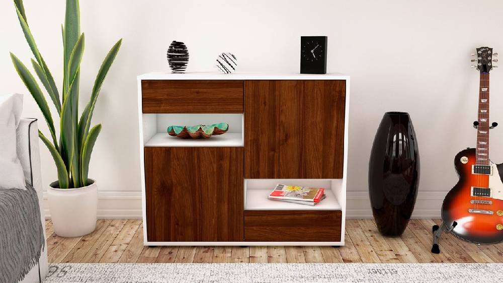 Stil Zeit Möbel Sideboard Carmelina, Walnuss (92x79x35cm) zollfrei