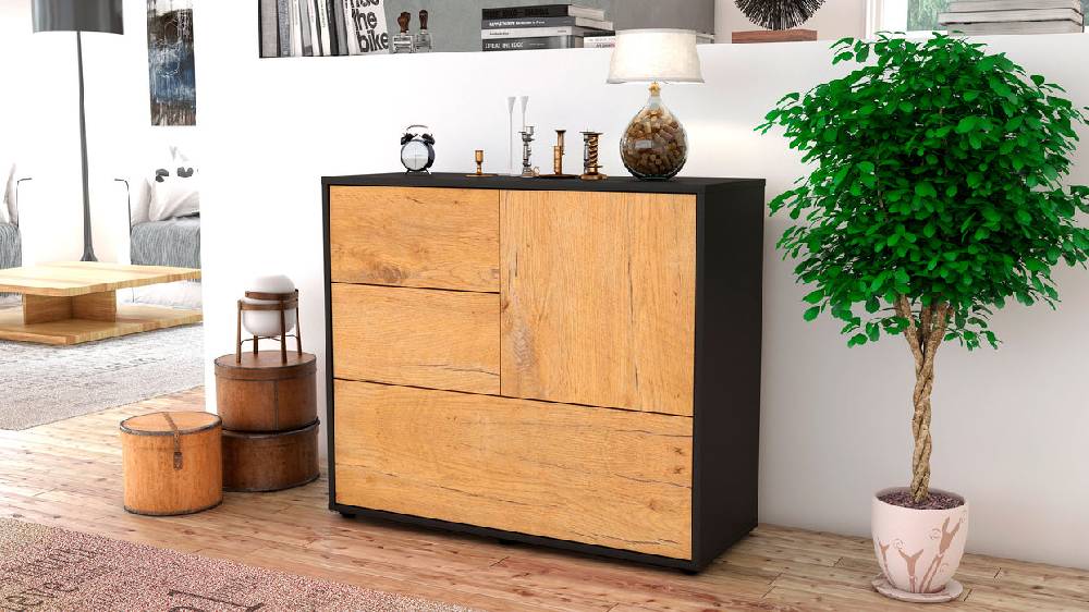 Stil Zeit Möbel Sideboard Deanna, Eiche (92x79x35cm) Rabatte dieses Monats
