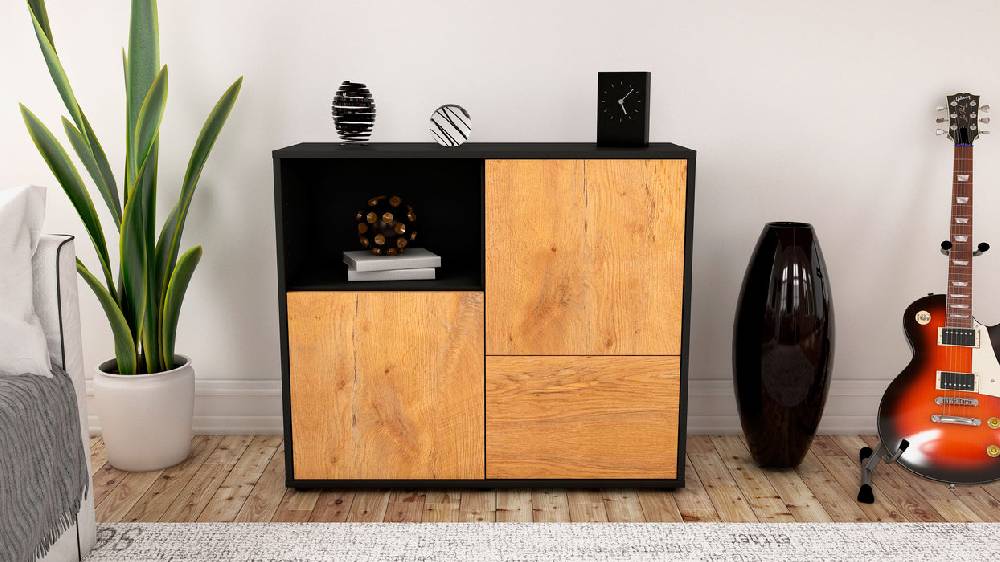 Stil Zeit Möbel Sideboard Carina, Eiche (92x79x35cm) Outlet