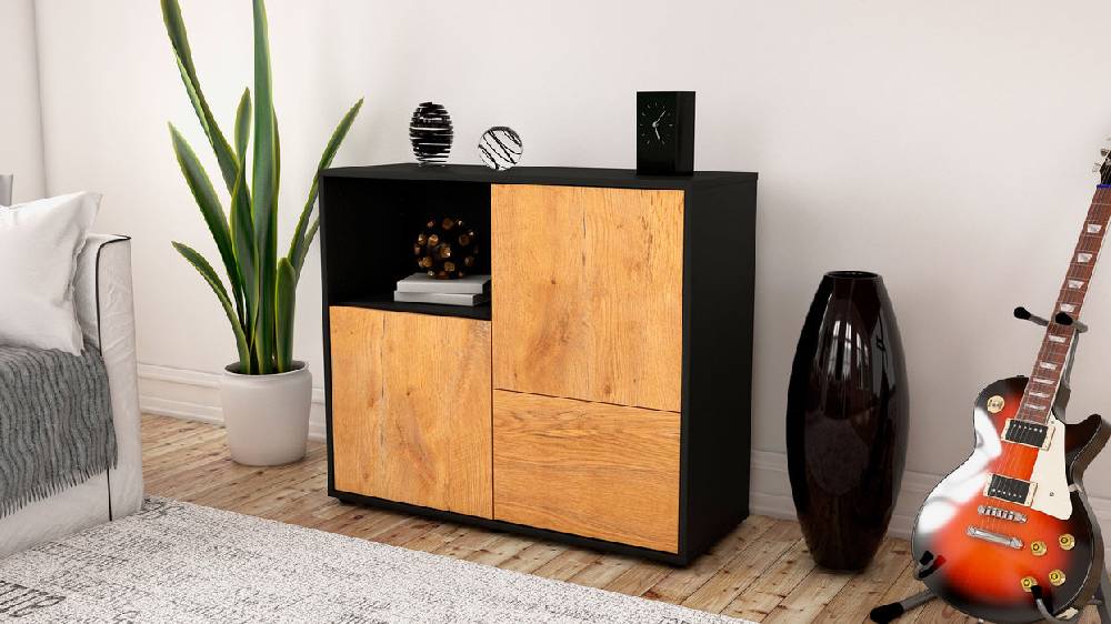 Stil Zeit Möbel Sideboard Carina, Eiche (92x79x35cm) Outlet
