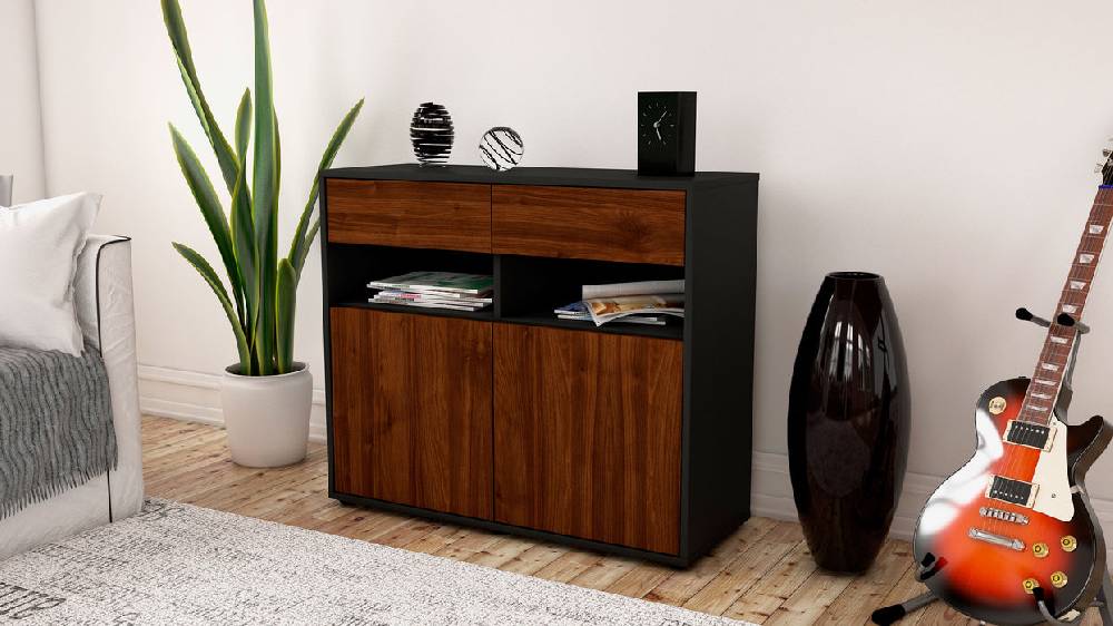Stil Zeit Möbel Sideboard Bruna, Walnuss (92x79x35cm) Auslauf