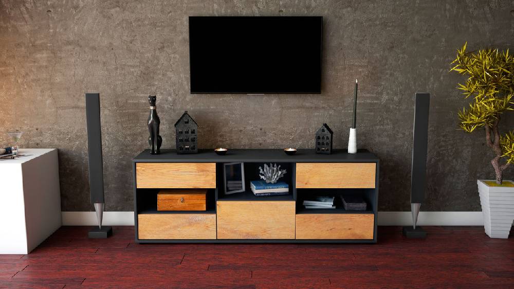 Stil Zeit Möbel Lowboard Annunziata, Eiche (136x49x35cm) Angebote