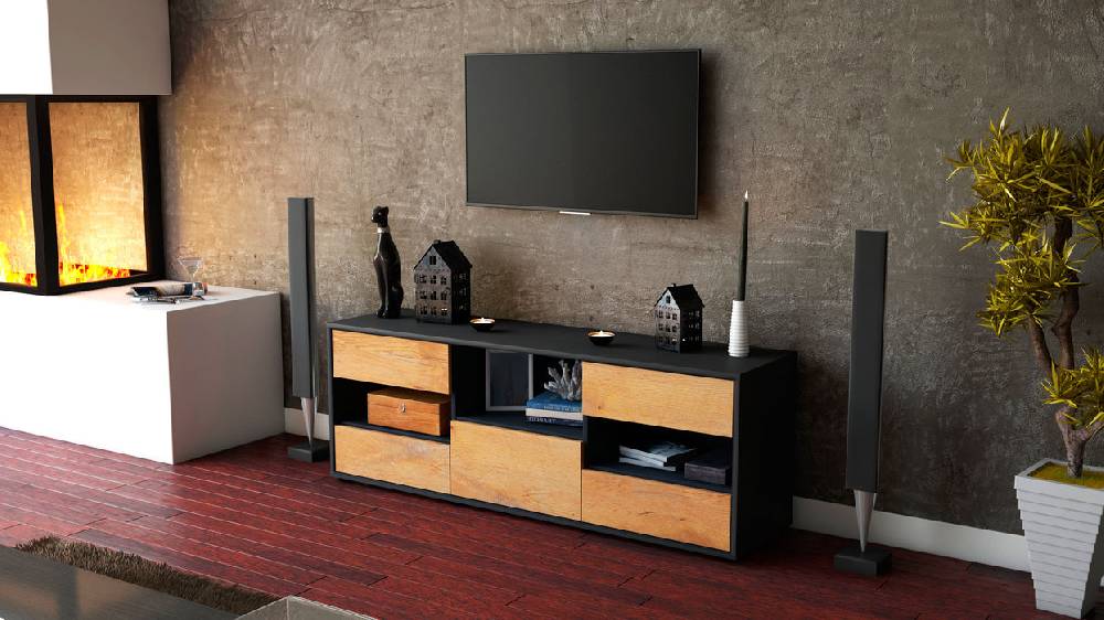 Stil Zeit Möbel Lowboard Annunziata, Eiche (136x49x35cm) Angebote