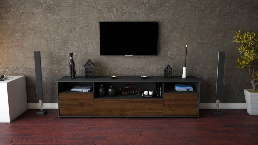 Stil Zeit Möbel Lowboard Bionda, Walnuss (180x49x35cm) Blitzverkäufe