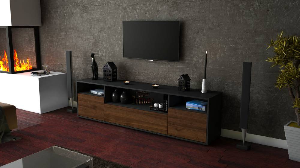 Stil Zeit Möbel Lowboard Bionda, Walnuss (180x49x35cm) Blitzverkäufe