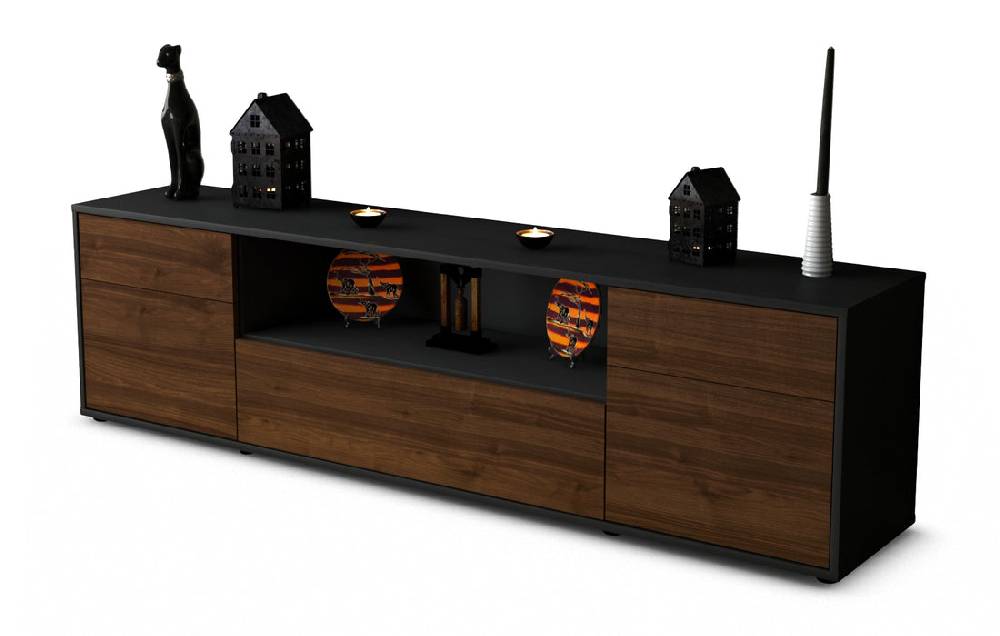 Stil Zeit Möbel Lowboard Biggi, Walnuss (180x49x35cm)